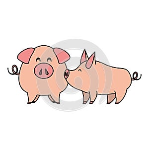 Cute animals pigs farm cartoon