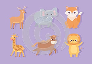 cute animals set