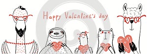 Cute animals Valentine card