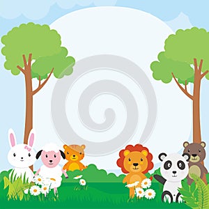 Cute Animals Vector Illustration, Animals Cartoon, Animals Background