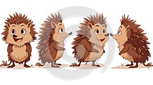 Cute animated hedgehogs displaying various playful expressions.
