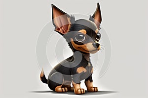 Cute anime toy terrier eats, plays, runs and smiles