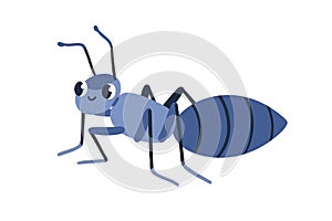 Cute ant. Funny smiling insect character. Happy adorable sweet small bug crawling. Childish flat graphic vector