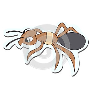 Cute ant sticker. stock vector illustration