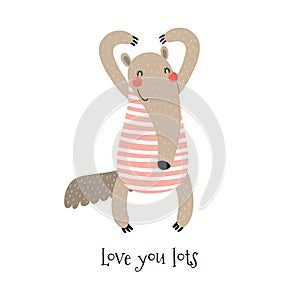 Cute anteater Valentine card