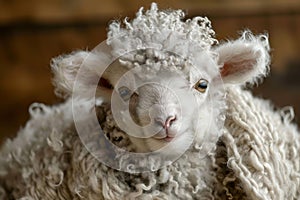 Cute Anthropomorphic baby sheep. Generate Ai