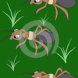 Cute ants. seamless stock vector pattern