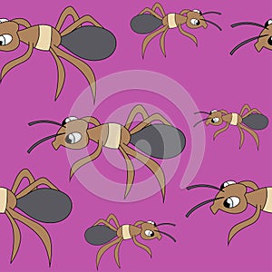 Cute ants. seamless stock vector pattern