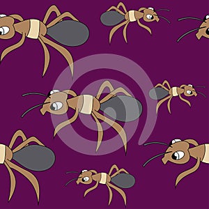 Cute ants. seamless stock vector pattern