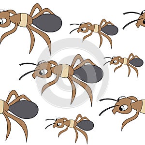 Cute ants. seamless stock vector pattern