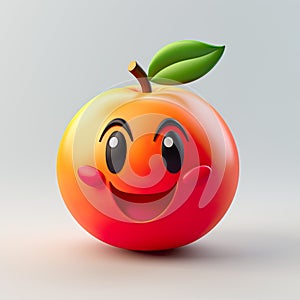 Cute apple character with a beaming smile, capturing the essence of sweetness and cheerfulness