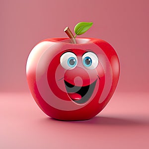 Cute apple character with a beaming smile, capturing the essence of sweetness and cheerfulness