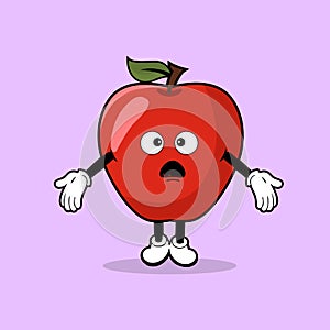 Cute Apple fruit character with confuse expression vector