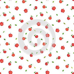 Cute apple fruit seamless vector pattern