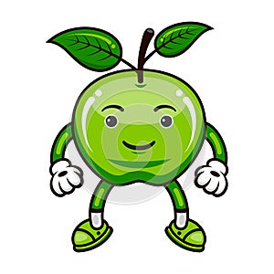 Cute Apple Mascot Character Vector