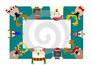 Cute arctic animals rectangle frame