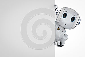 Cute artificial intelligence robot with blank space