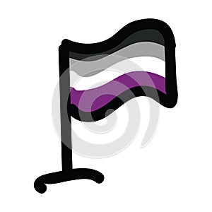 Cute asexual flag cartoon vector illustration motif set. Hand drawn isolated LGBTQ pride elements clipart for gay blog