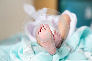 Cute asian baby newborn close up