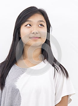 Cute asian girl on isolated background