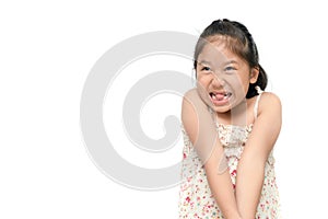 Cute asian girl smile isolated on white