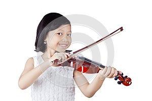 Cute Asian girl with violin