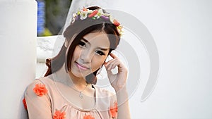 Cute asian woman fashion model portrait