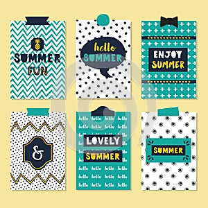 Cute assorted summer quotes journal cards set