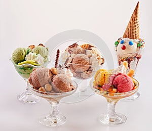 Cute assortment of delicious ice cream desserts