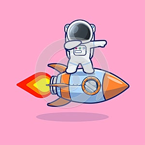 Cute Astronaut glide on rocket cartoon