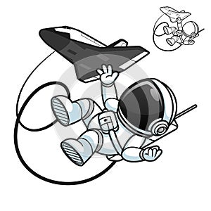 Cute Astronaut Gliding from Space Shuttle