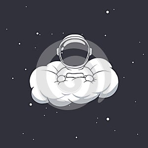 Cute astronaut hiding in cloud