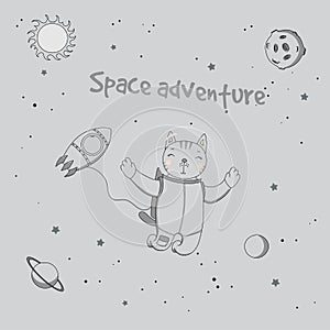 Cute astronaut poster