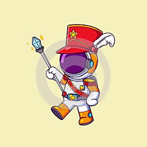 Cute Astronaut wearing marching band leader costume