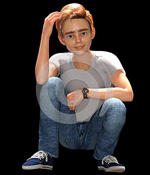 Cute Auburn Teen 3D Render photo