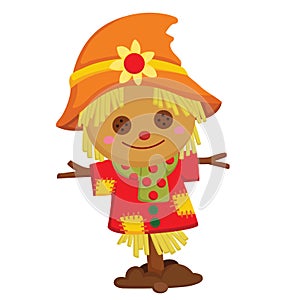 Cute Autumn Farm Scarecrow Illustration Vector Clipart