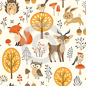 Cute autumn forest pattern