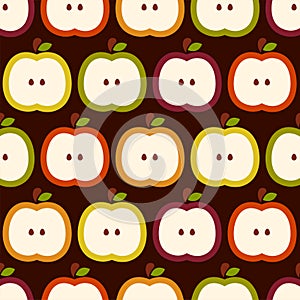 Cute autumn half apple seamless pattern