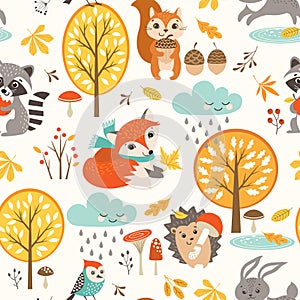 Cute autumn rainy pattern