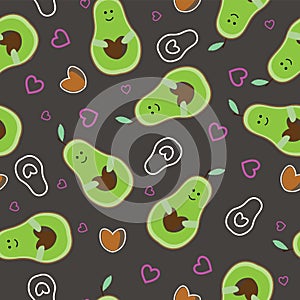 Cute avocadoes character seamless pattern part 2