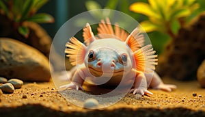 Cute Axolotl in Aquatic Habitat photo