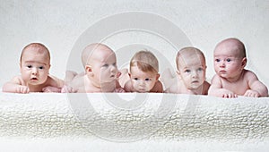 Cute babies on light background