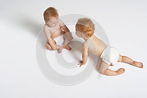 Cute Babies On White Background