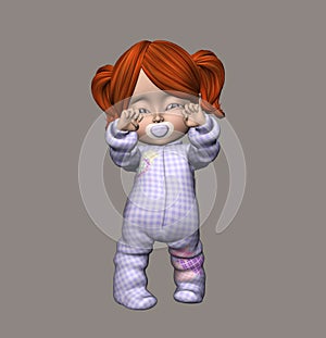 Cute Baby Doll Crying With Pacifier And Playful Gesture