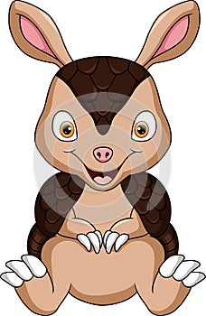 Cute baby armadillo cartoon sitting