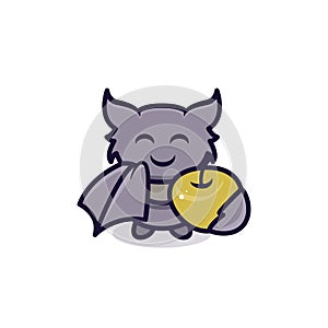 Cute baby bat mascot design illustration