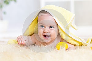 Cute baby in bath towel