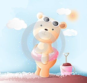 Cute baby bear watercolor style