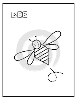 Cute baby bee black and white coloring page with name. Great for toddlers and kids any age.