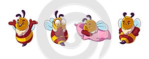 Cute baby bee cartoon character